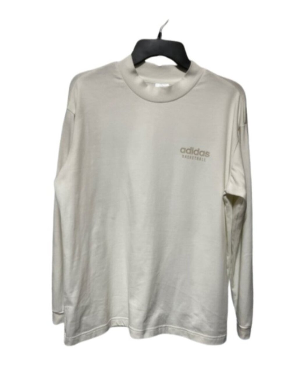 Adidas Basketball Premium Mock Neck Long Sleeve Tee Cream/Off White Unisex Small